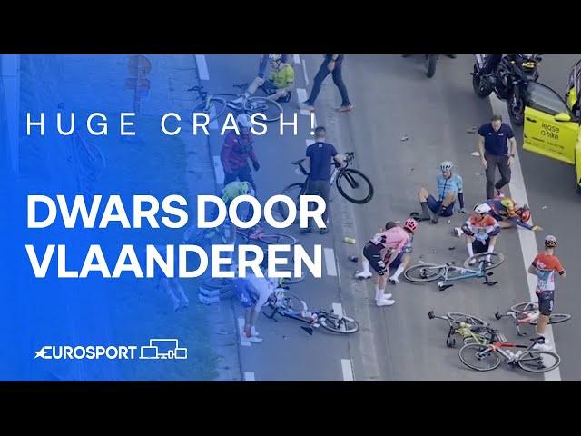  HUGE CRASH in Dwars door Vlaanderen wipes out Wout van Aert, Mads Pedersen and Biniam Girmay 