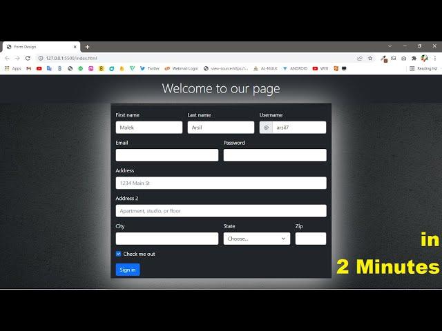 Form Design in 2 Minutes | Sign in Form using Bootstrap 5