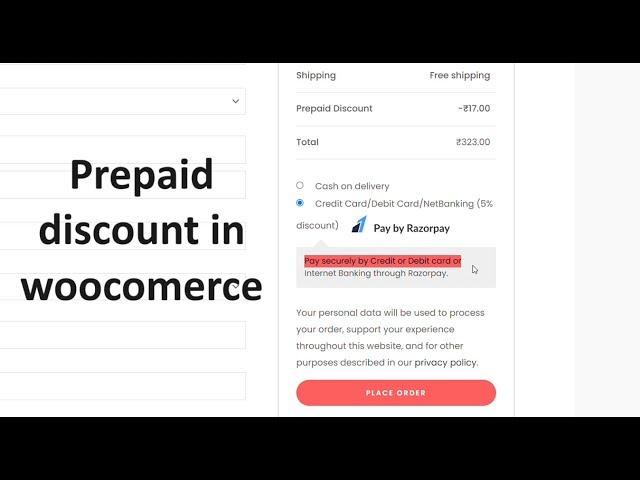 How to add prepaid discount in woocommcerce for free.