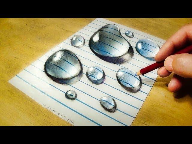 How To Draw 3d Water Drops On Line Paper - Vamosart