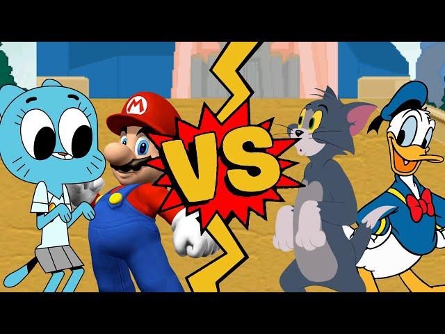 M.U.G.E.N. Battles | Mario/Nicole Watterson vs Tom/Donald Duck