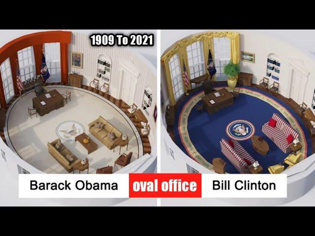 USA presidents Oval Office change the inside 1909 to 2021:  the last 100 years!