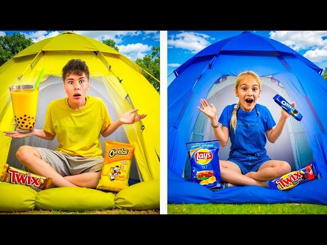 Challenge colored tents for 24 hours Yellow VS Blue