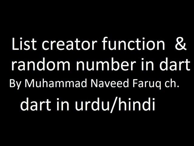 random number and list   generator function in dart