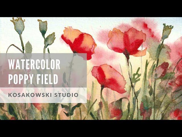 Poppy Field Beginner Watercolor Tutorial (HD)