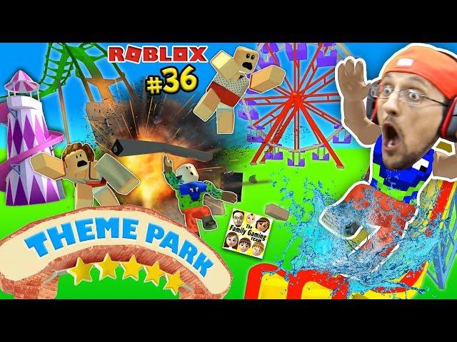 THEME PARK TYCOON ! Roller Coaster Roblox Fail Accident! FGTEEV Amusement Park Showcase Funny Glitch