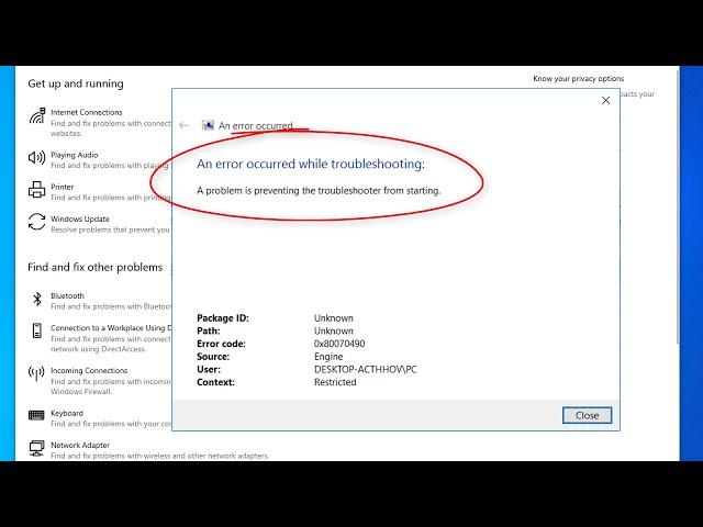 How to Fix “An Error Occurred While Troubleshooting” in Windows 10