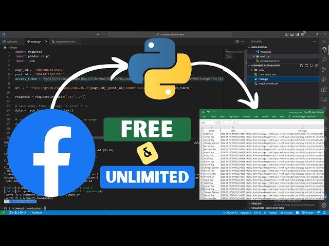 How to download Facebook comments from a page using python | Free | Unlimited