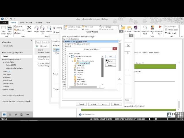 Microsoft Outlook 2013 Tutorial | Moving Messages Using Rules