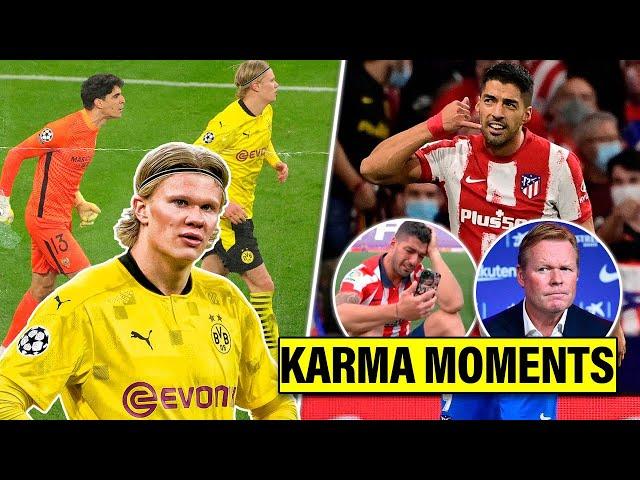 Los 12 MOMENTOS KARMA MÁS ÉPICOS en el FÚTBOL EUROPEO ¡HAALAND SE SALVÓ!¡CR7 Y MESSI CALLARON BOCAS!