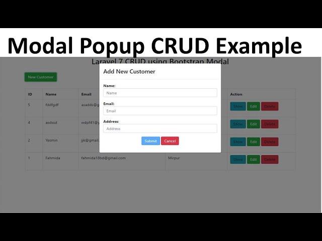 Modal Popup CRUD Operation in ASP.NET CORE C#