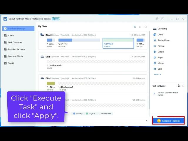 Format to EXT2/EXT3/EXT4/FAT32 with EaseUS Partition Master