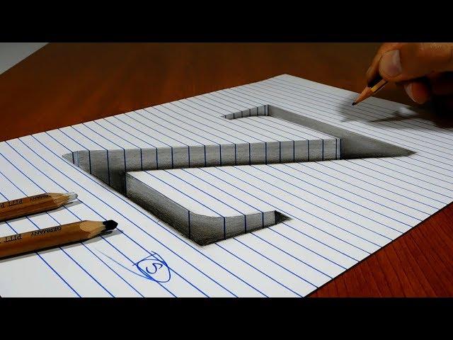 Draw a Letter Z Hole on Line Paper   3D Trick Art