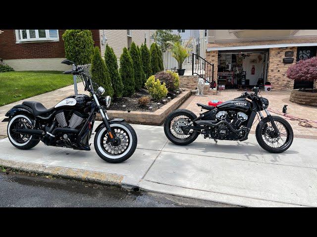 Indian Scout Bobber & Victory Highball - Start up w/ revs