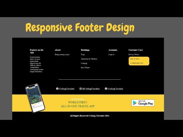 Responsive Footer Design using Html Css | coding circulate