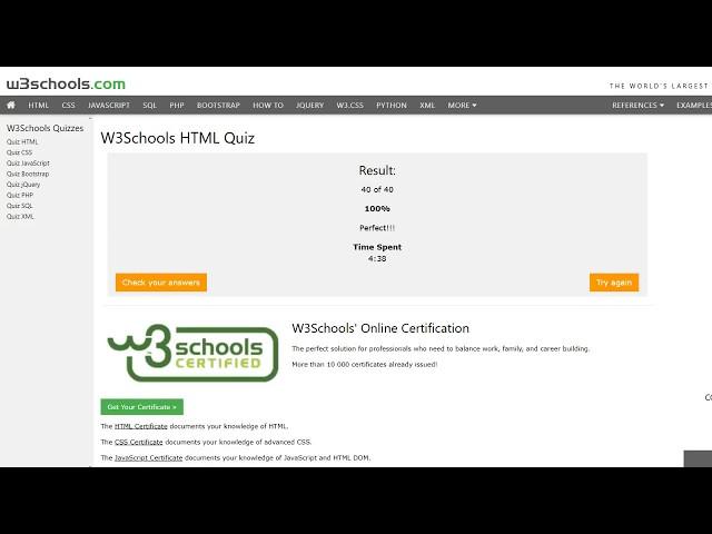 W3School Quizz  HTML