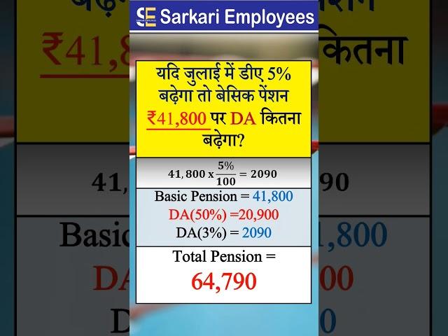 Pension Arrear if DA5% from july 2024 #pension #da5%