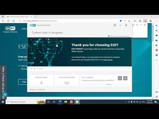 Run a Virus Scan with Free ESET Online Scanner to remove malware and threats from your computer