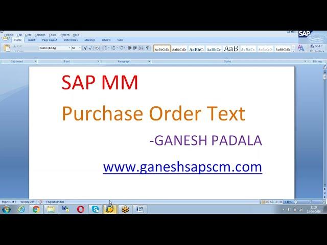 SAP MM PO Text creation by Ganesh Padala