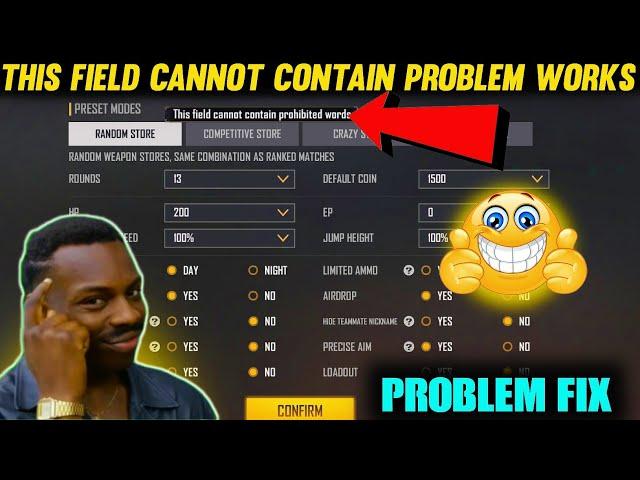 THIS FIELD CANNOT CONTAIN PROHIBITED WORKS CUSTOM ROOM CARD PROBLEM IN FREE FIRE ! @tetogaming