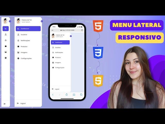 Como fazer um MENU LATERAL responsivo (SIDEBAR) | HTML, CSS e JavaScript