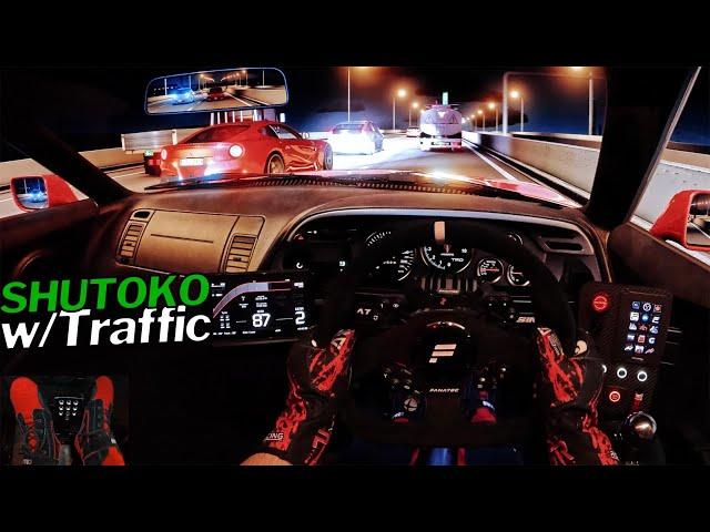 Assetto Corsa Shutoko | INSANE Driving in Traffic | Triple TVs | Fanatec CSL DD