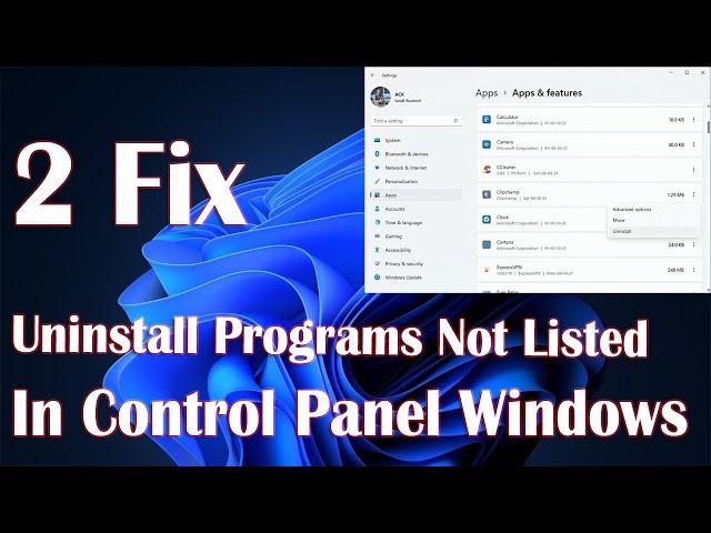 Uninstall Programs Not Listed In Control Panel In Windows - 2 Fix How To