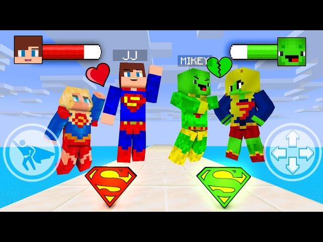 JJ and Mikey SUPER MAN LOVE Game - Clark Kent and Super Girl - Maizen Minecraft Animation