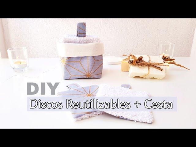 DISCOS DESMAQUILLANTES REUTILIZABLES con CESTA a juego || PADS de TELA REUTILIZABLES