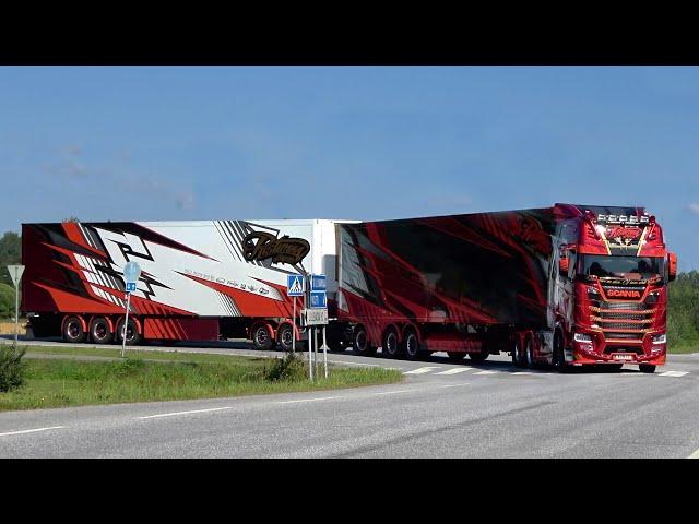 Power Truck Show 2024 Finland Part 1 with Scania V8 & Volvo open pipes sound , custom semi Trucks