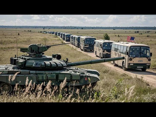 Russian T-90 Tank Crew Successfully Blows Up Longest Convoy of Buses Carrying US Troops