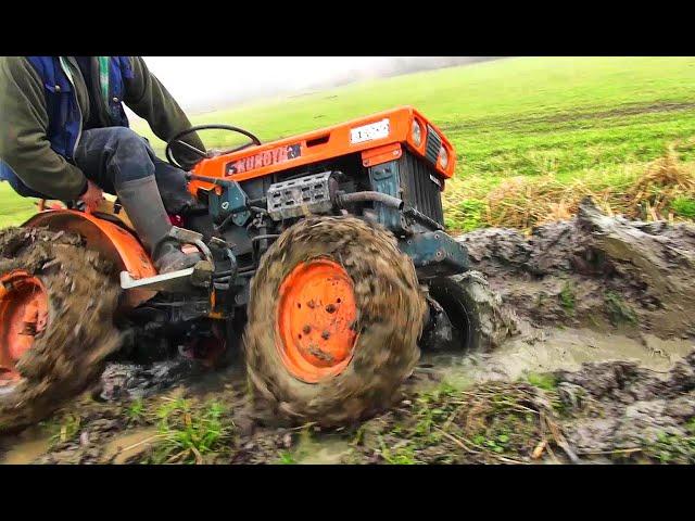 Kubota B 6000-A small & powerful Japanese tractor-Cold start-Drifting-Plowing-4x4 RAW POWER 