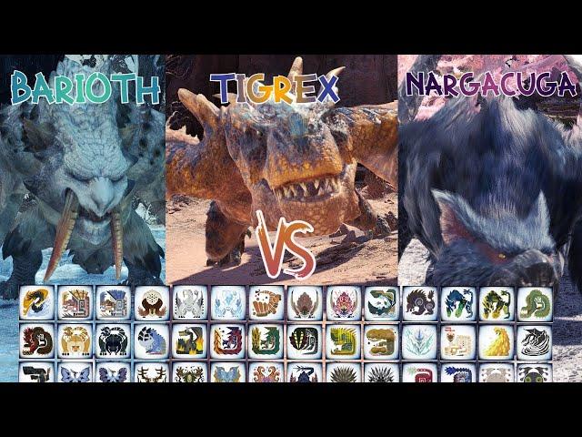 Nargacuga Vs Barioth Vs Tigrex!