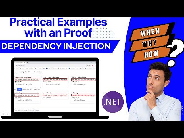 Dependency injection in asp.net core web app | AddSingleton | AddTransient | AddScoped