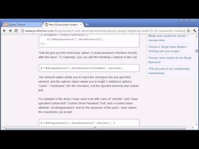 jQuery Tutorial - 117 - Show password plugin