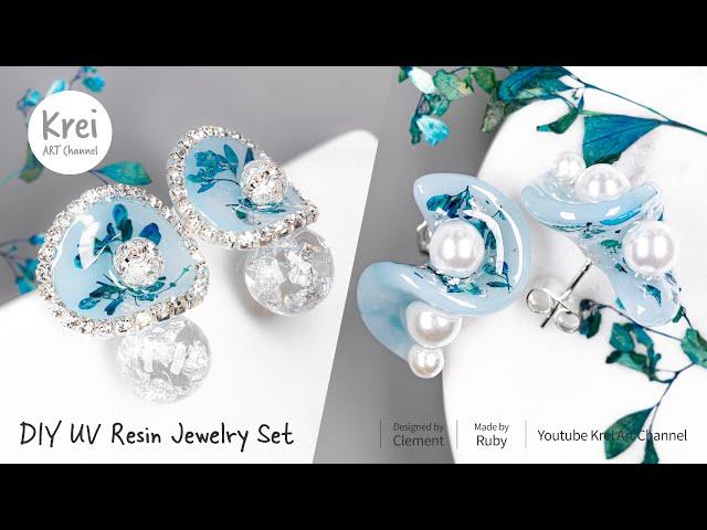 【UVレジン】レイクブルーのドライフラワージュエリーコレクション〜 UV Resin-Lake Blue Dried Flower Jewelry collection!!