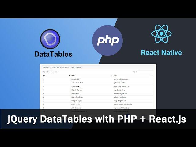 jQuery DataTables with PHP + React JS