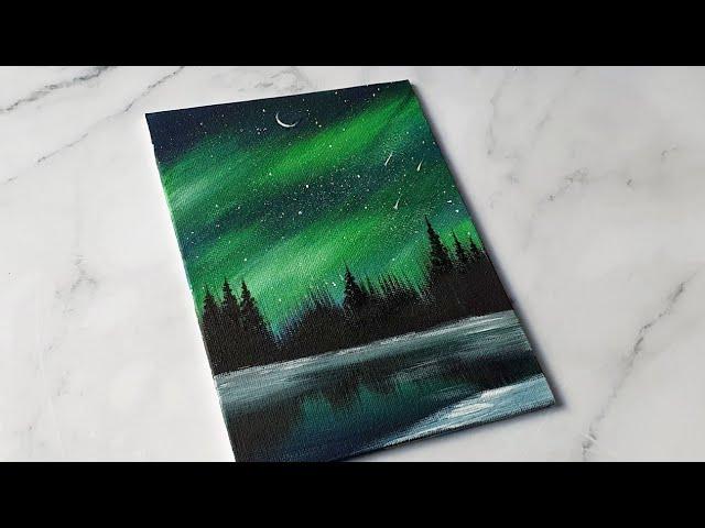 easy way to paint the northern lights / acrylic painting ideas for beginners ️