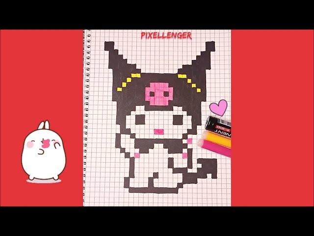 Куроми из аниме Май Мелоди Как рисовать по клеточкам Простые рисунки How to Draw Kuromi Pixel Art