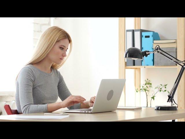 Woman Working on Laptop Thinking and Planning stock videos #stockfootage