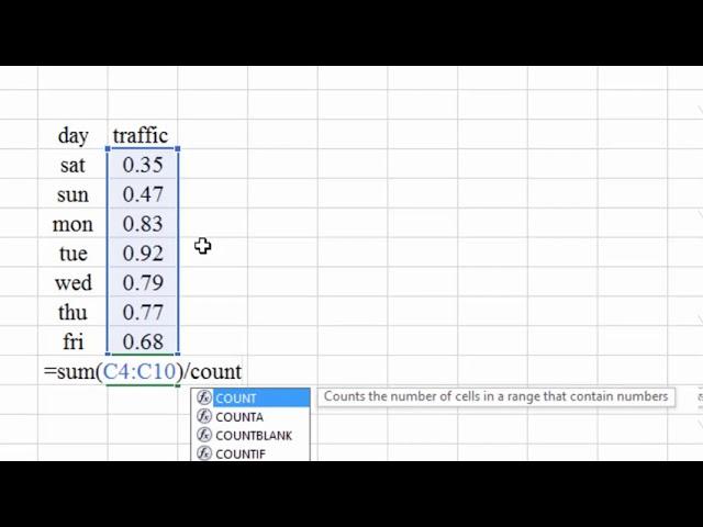 How To Use The SUM And COUNT Function To Calculate The Average In Excel