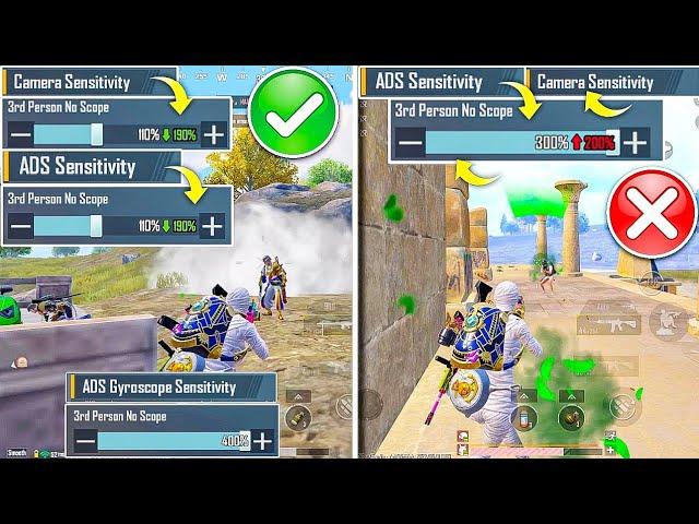 New Perfect Ads Sensitivity Gyro and Non Gyro ! 3rd person no scope sensitivity in BGMI/PUBGM