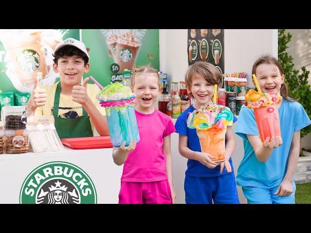 Jason and friends order drinks from Starbucks Cafe