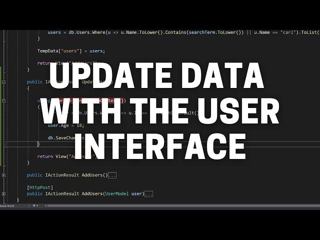 Update Data in our ASP.NET Core Web App Using Entity Framework Core - Updating in the UI