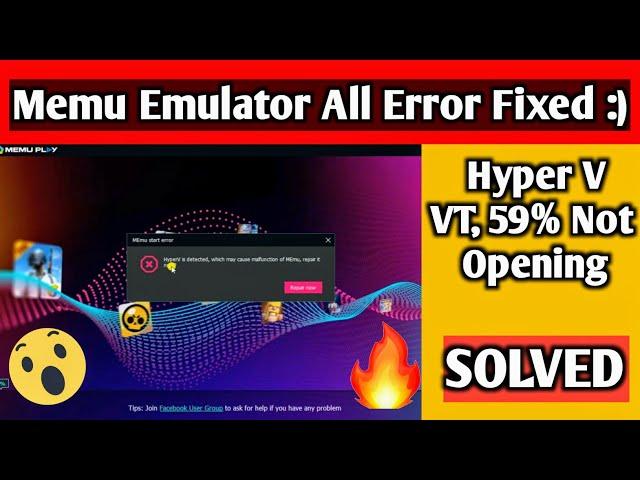 How To Solve Memu Emulator Hyper V | VT | Not Opening Error | Memu All Error Solved :)