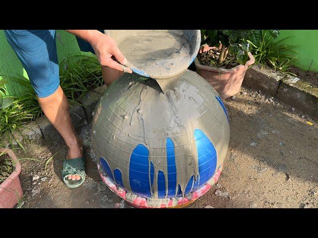 Artwork from cement and balls // Tips make Cement Flower pots // Unique & Beautiful