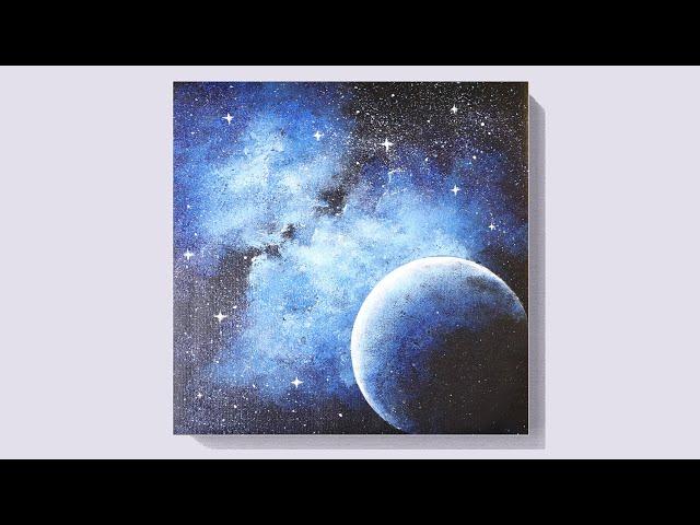 EASY MOON ACRYLIC PAINTING TUTORIAL FOR BEGINNERS | LEARN HOW TO PAINT | SPACE PAINTING #85