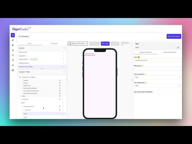 Creating Dynamic Text with Page and State Containers in Digia Studio