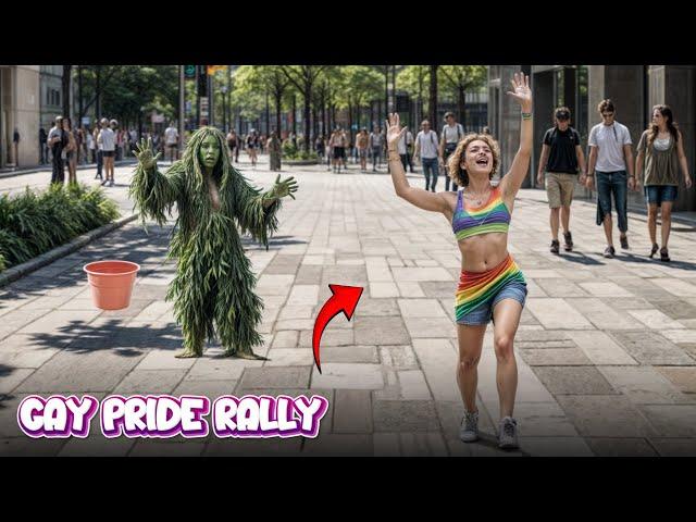 Bushman prank; scaring the people at Gay pride rally , 2024