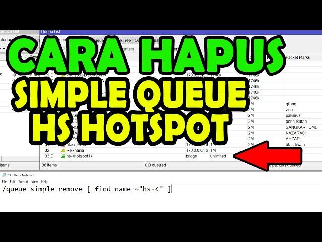 CARA HAPUS SIMPLE QUEUE HS SHOTSPOT OTOMATIS